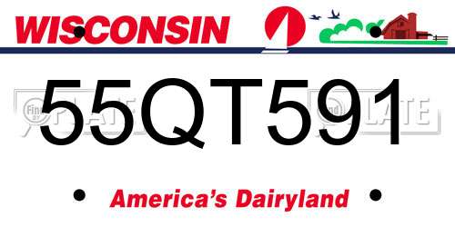 55QT591 Wisconsin License Plate