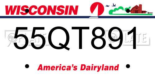 55QT891 Wisconsin License Plate