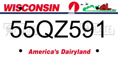 55QZ591 Wisconsin License Plate
