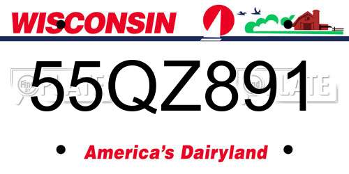 55QZ891 Wisconsin License Plate