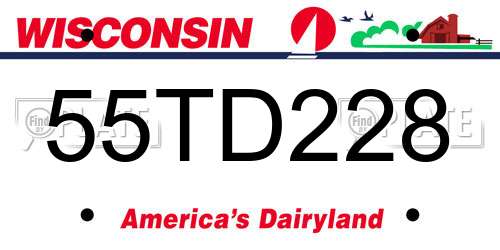 55TD228 Wisconsin License Plate