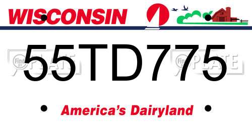 55TD775 Wisconsin License Plate