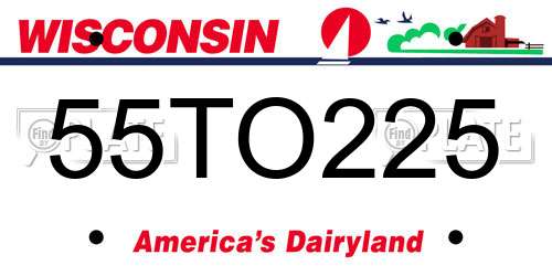 55TO225 Wisconsin License Plate