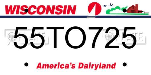 55TO725 Wisconsin License Plate