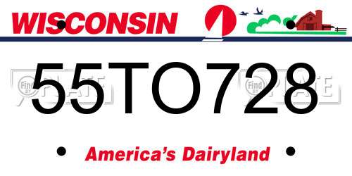 55TO728 Wisconsin License Plate