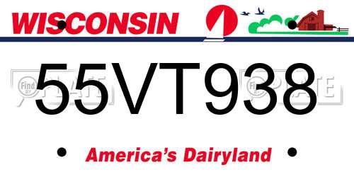 55VT938 Wisconsin License Plate
