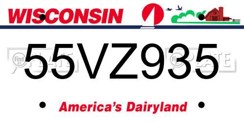 55VZ935 Wisconsin License Plate