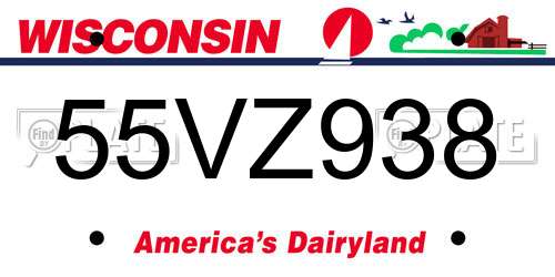 55VZ938 Wisconsin License Plate