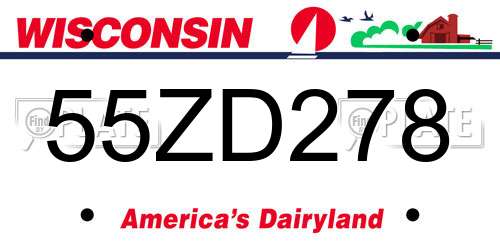 55ZD278 Wisconsin License Plate