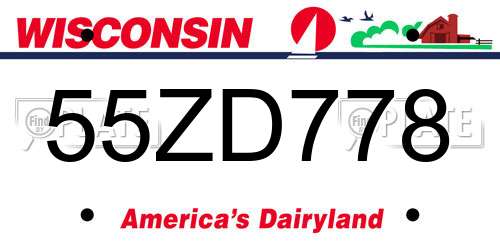55ZD778 Wisconsin License Plate