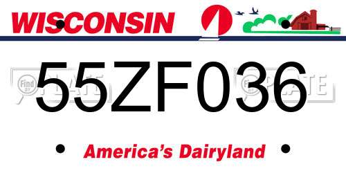 55ZF036 Wisconsin License Plate