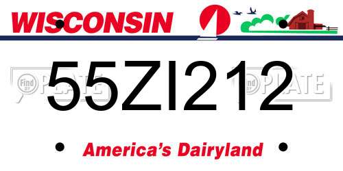 55ZI212 Wisconsin License Plate