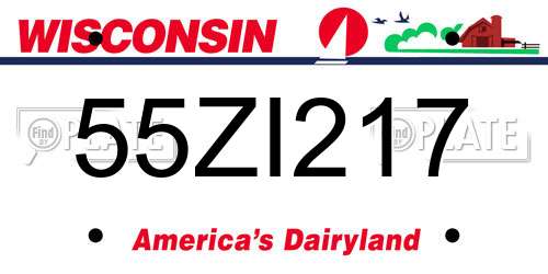 55ZI217 Wisconsin License Plate