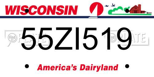 55ZI519 Wisconsin License Plate