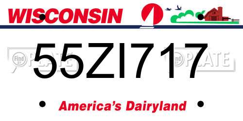 55ZI717 Wisconsin License Plate
