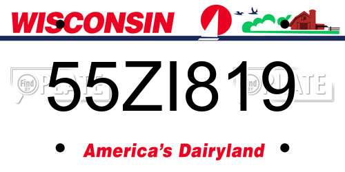 55ZI819 Wisconsin License Plate