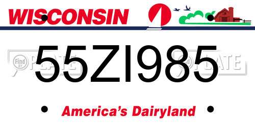 55ZI985 Wisconsin License Plate