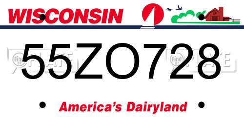 55ZO728 Wisconsin License Plate
