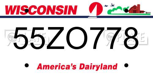 55ZO778 Wisconsin License Plate