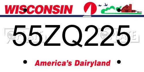 55ZQ225 Wisconsin License Plate