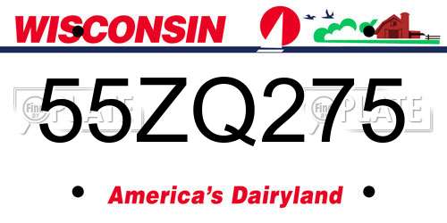 55ZQ275 Wisconsin License Plate