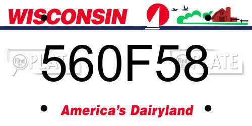 560F58 Wisconsin License Plate