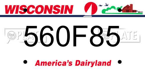 560F85 Wisconsin License Plate