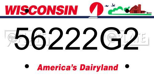 56222G2 Wisconsin License Plate