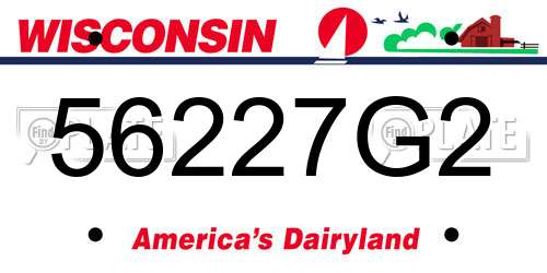 56227G2 Wisconsin License Plate