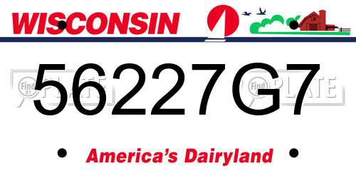 56227G7 Wisconsin License Plate
