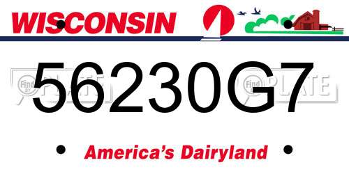 56230G7 Wisconsin License Plate
