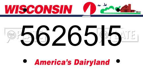 56265I5 Wisconsin License Plate
