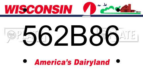 562B86 Wisconsin License Plate