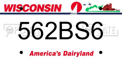 562BS6 Wisconsin License Plate