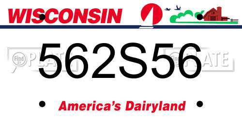 562S56 Wisconsin License Plate