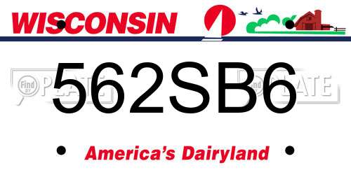 562SB6 Wisconsin License Plate