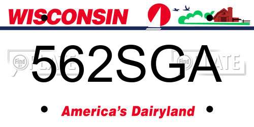 562SGA Wisconsin License Plate