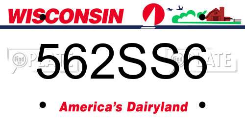 562SS6 Wisconsin License Plate