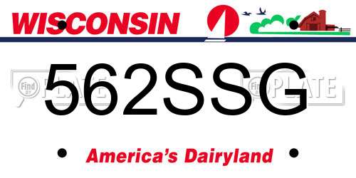 562SSG Wisconsin License Plate