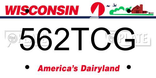 562TCG Wisconsin License Plate