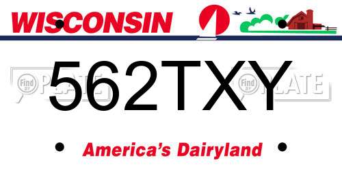 562TXY Wisconsin License Plate