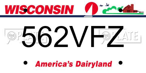 562VFZ Wisconsin License Plate