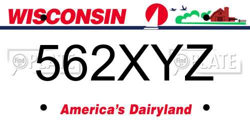 562XYZ Wisconsin License Plate
