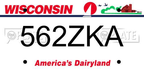 562ZKA Wisconsin License Plate
