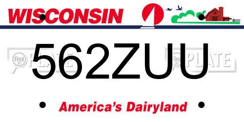 562ZUU Wisconsin License Plate