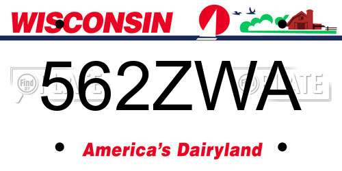 562ZWA Wisconsin License Plate