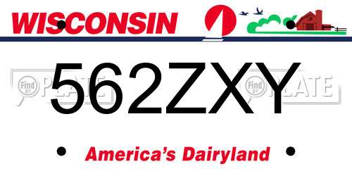 562ZXY Wisconsin License Plate