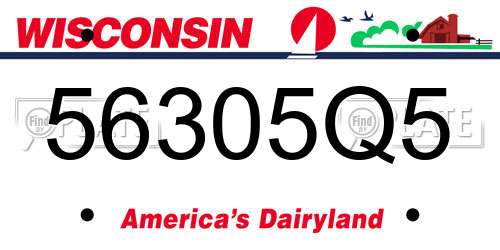 56305Q5 Wisconsin License Plate