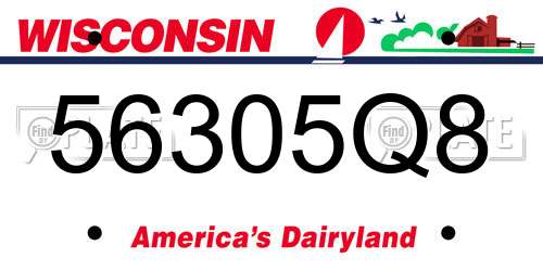 56305Q8 Wisconsin License Plate