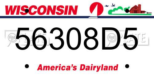 56308D5 Wisconsin License Plate